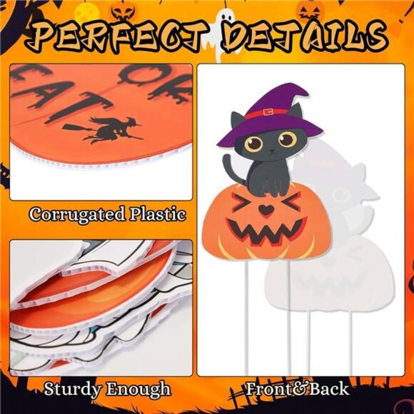 Halloween Yard Signs, 10 Pcs Outdoor Lawn Decorations with Stakes - Sturdy - Picture 4 of 7